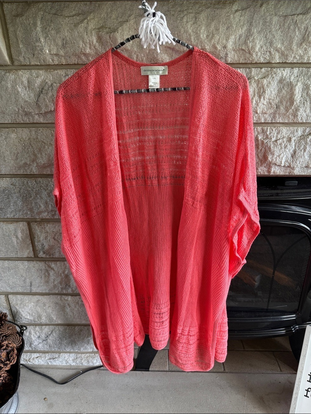 Christopher & Banks tunic length sweater cardigan pink size L/XL